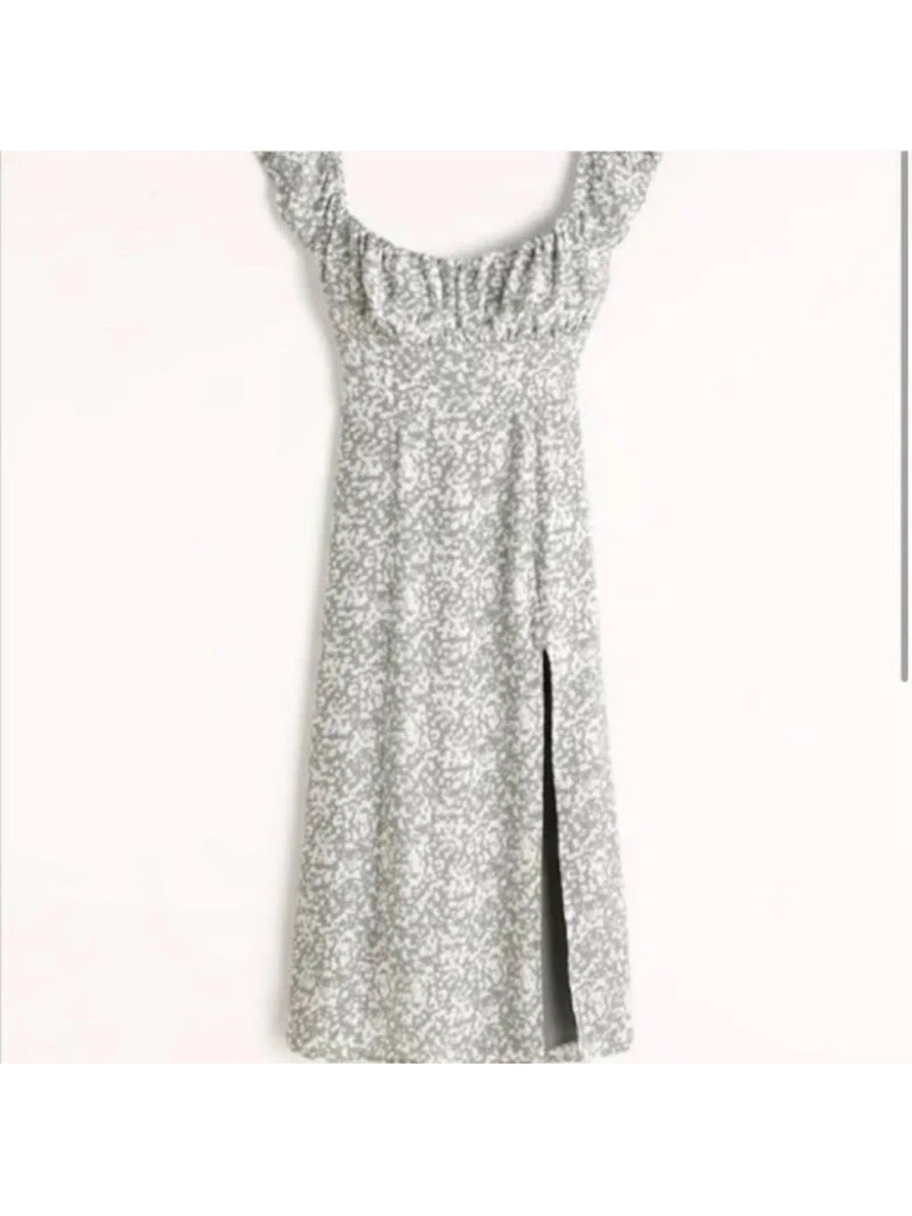 Abercrombie & Fitch Midi Dress Size XS Green & White with Cap Sleeves